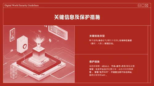 红色复古线框网络安全教育PPT模板