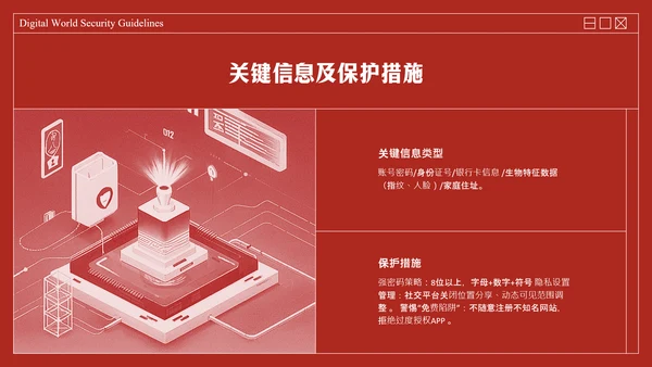 红色复古线框网络安全教育PPT模板