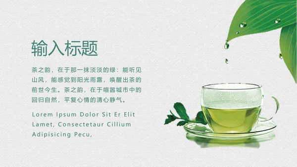 绿茶中国风茶道茶文化绿茶茶味通用PPT模板