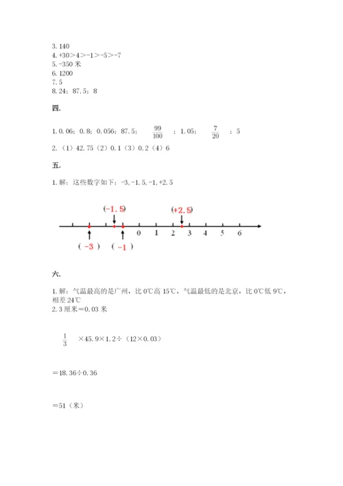 小学六年级数学摸底考试题附参考答案【典型题】.docx