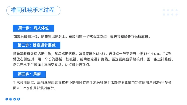 蓝色简约椎间孔镜术后护理PPT模板宣传PPT动态PPT