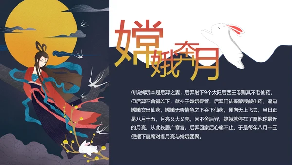 蓝橙色卡通神话故事通用PPT模板