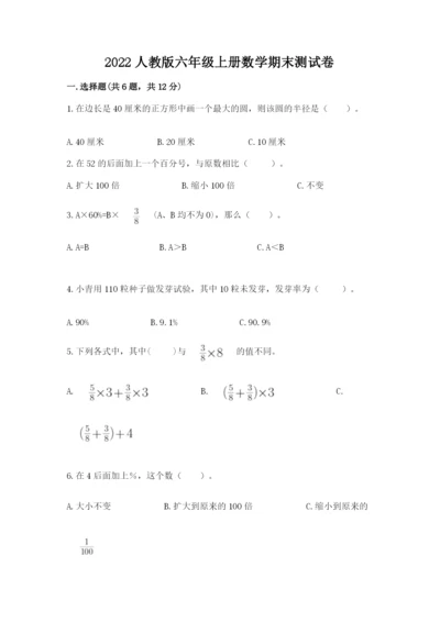 2022人教版六年级上册数学期末测试卷及参考答案【突破训练】.docx