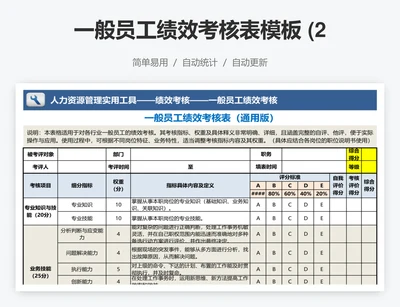 一般员工绩效考核表模板 (2)