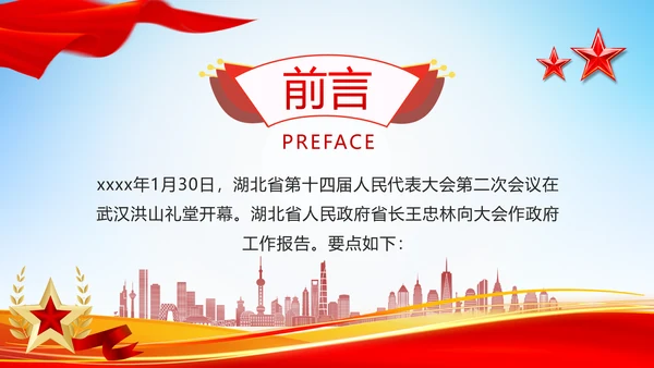 2024年湖北省政府工作报告PPT模板