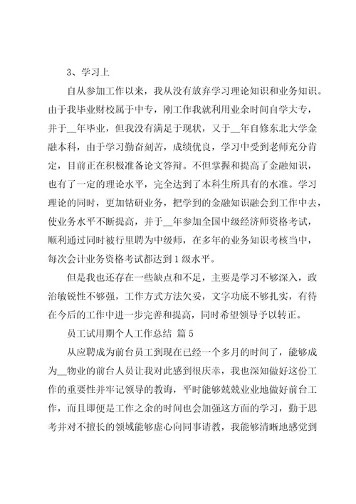 员工试用期个人工作总结（22篇）