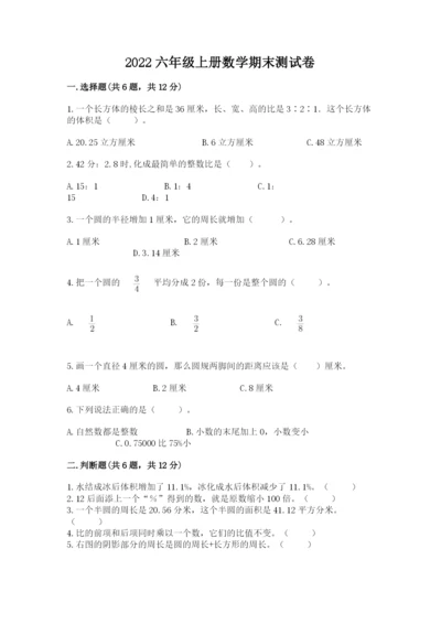 2022六年级上册数学期末测试卷a4版打印.docx