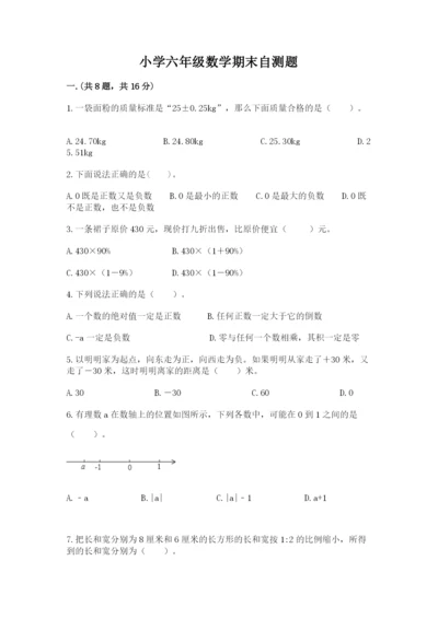 小学六年级数学期末自测题附参考答案（夺分金卷）.docx