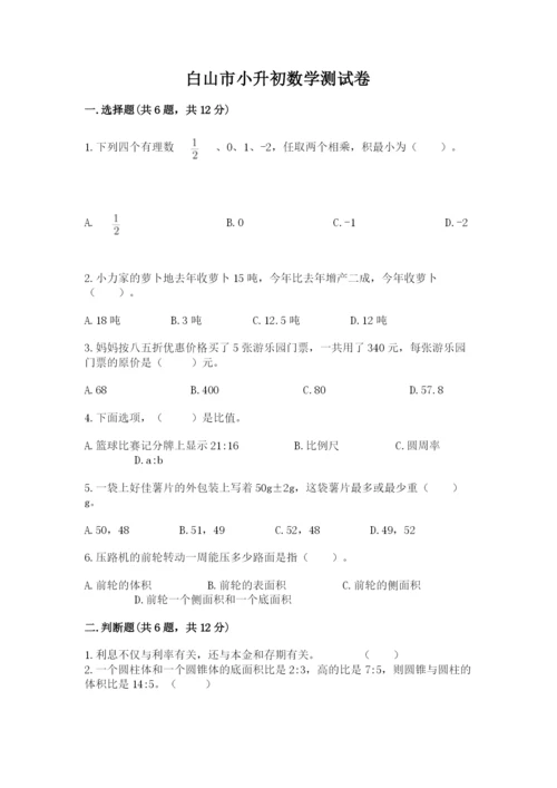 白山市小升初数学测试卷完整版.docx