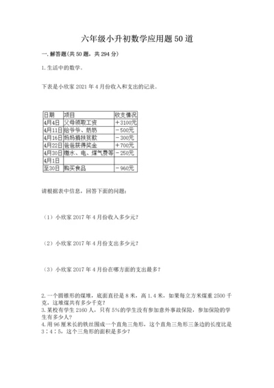 六年级小升初数学应用题50道含答案（突破训练）.docx