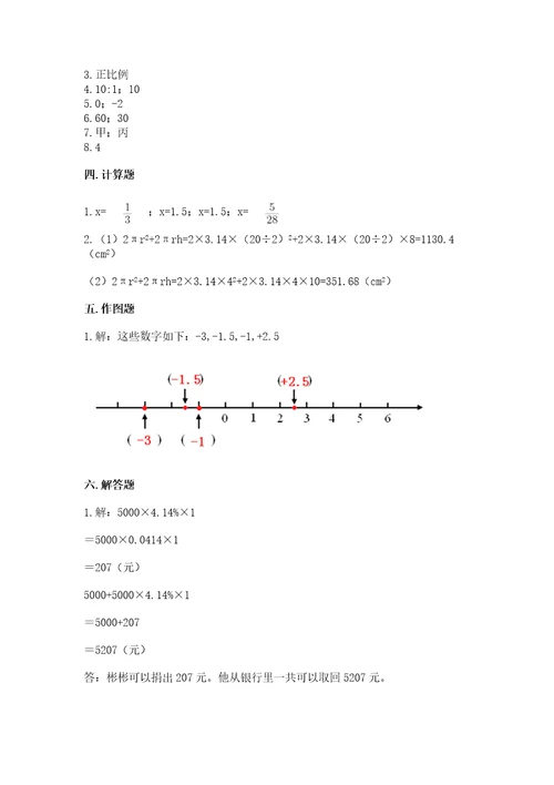 小学毕业监测数学试卷附答案（实用）