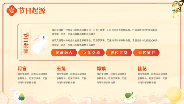 插画风中秋节节日习俗文化宣传PPT模板