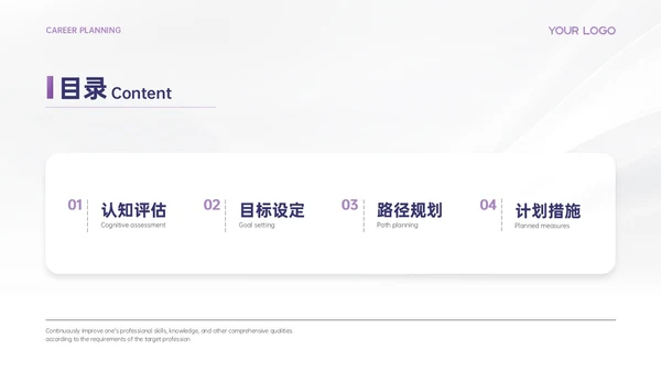浅紫色极简风职业发展规划PPT模板