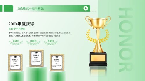 绿色商务证书奖状排版PPT版式合集