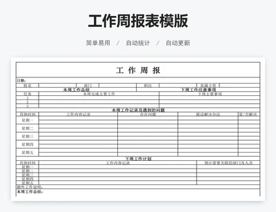工作周报表模版