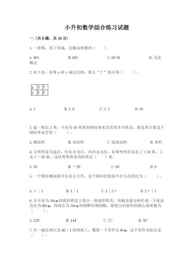 小升初数学综合练习试题带答案（预热题）.docx