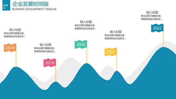 企业历程时间轴关系图PPT模板