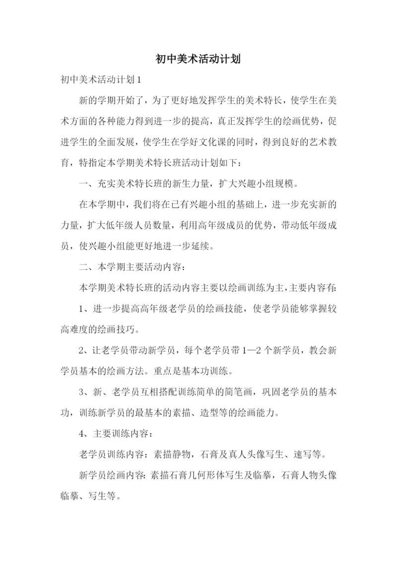 初中美术活动计划.docx