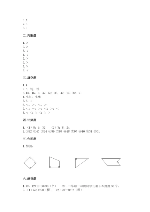 小学数学二年级上册期中测试卷（研优卷）.docx