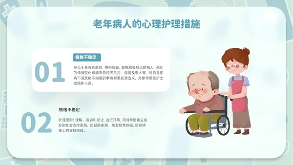 毛玻璃风老年患者护理医疗课件护理查房PPT模板