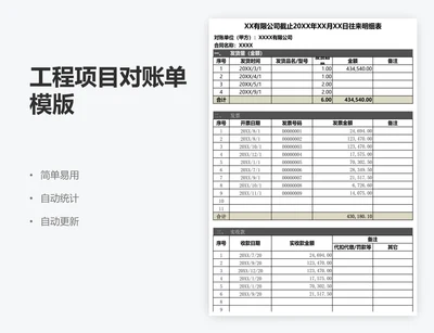 工程项目对账单模版