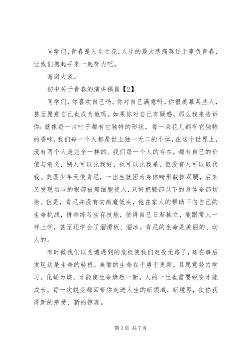 初中关于青春的演讲稿.docx