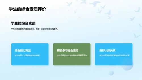 蓝色插画学生成长总结汇报PPT模板