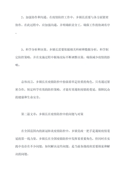 乡镇长疫情防控剖析材料