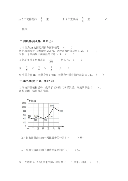 2022六年级上册数学期末考试试卷附完整答案【考点梳理】.docx