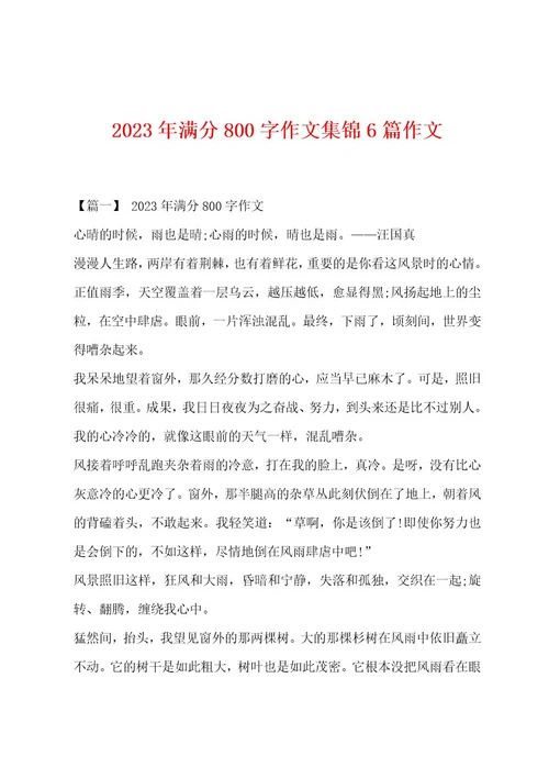 2023年满分800字作文集锦6篇作文