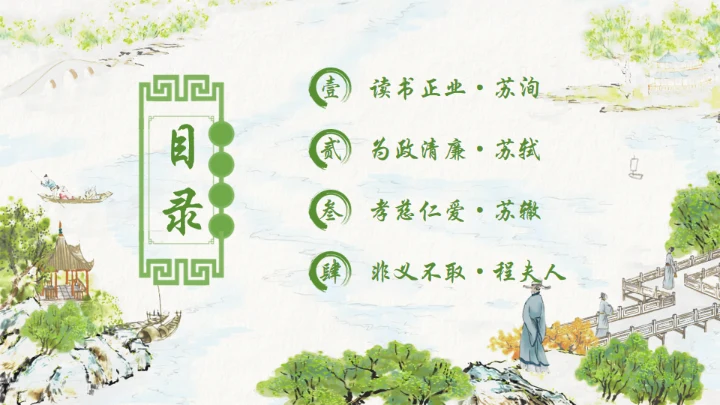 古代诗词传三苏家风，苏轼介绍通用PPT模板