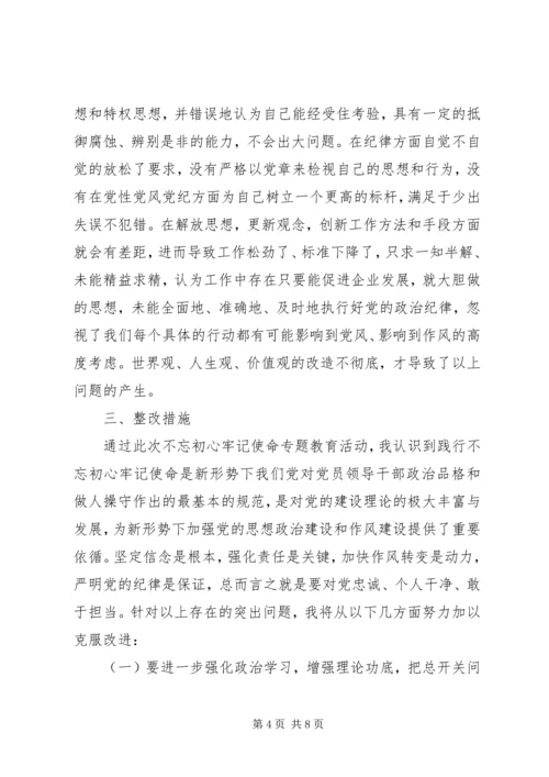在党组班子“不忘初心牢记使命”专题民主生活会上的发言.docx
