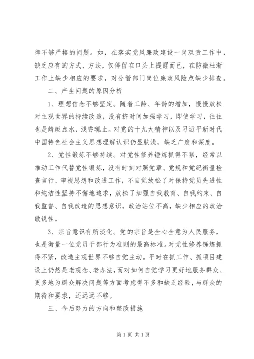 XX年度巡察整改专题民主生活会个人对照检查材料.docx