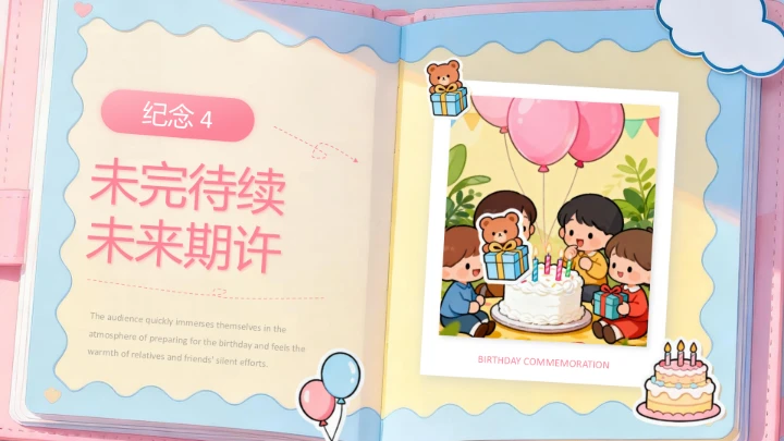 粉色卡通生日纪念相册PPT模板