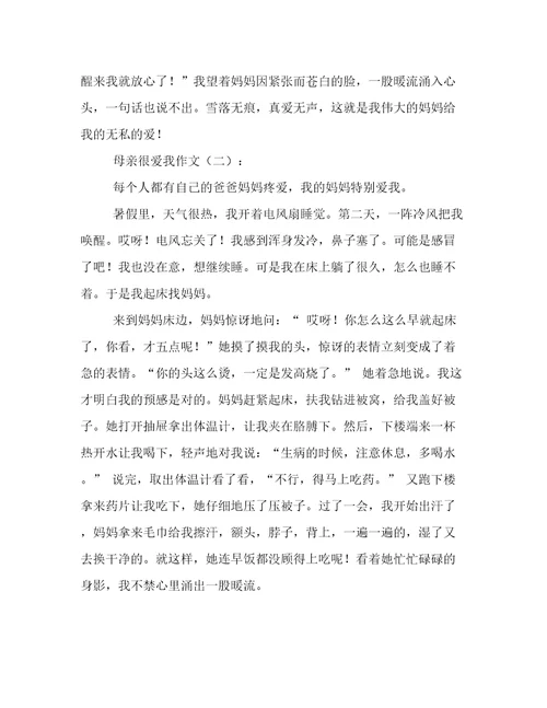 母亲很爱我作文500字