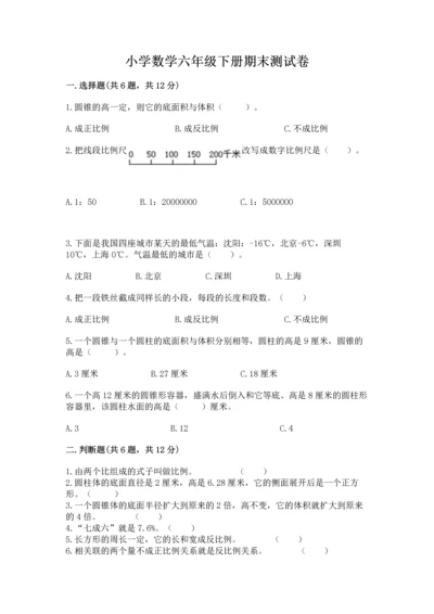 小学数学六年级下册期末测试卷附答案（综合卷）.docx