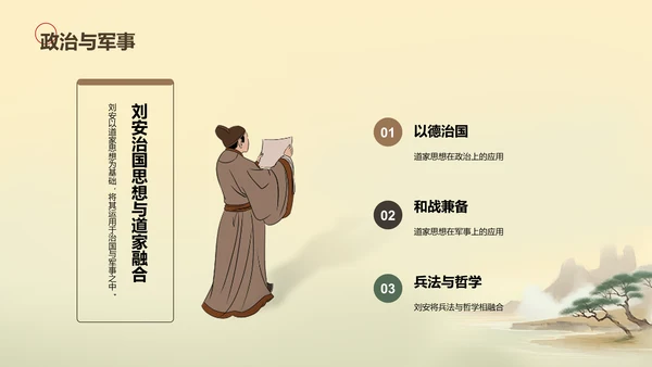 黄色插画复古国风名著导读淮南子培训课件PPT模板