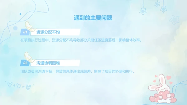 兔崽子蓝色卡通风工作总结ppt模版