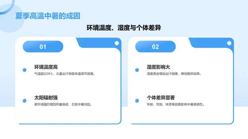 蓝色新拟态夏季高温预警预防中暑安全教育PPT模板