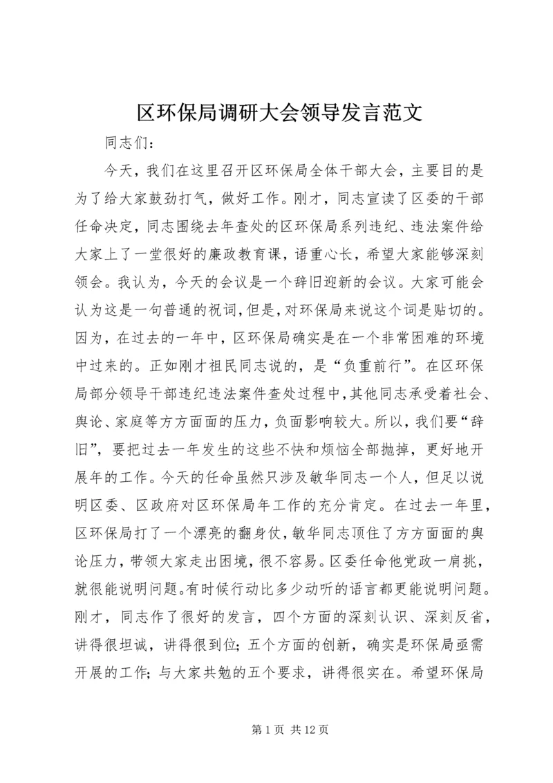 区环保局调研大会领导发言范文.docx