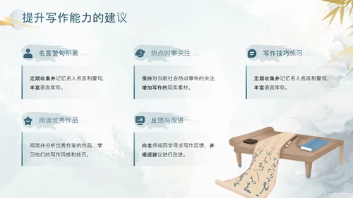 灰色中国风教育行业中考作文万能开头结尾PPT