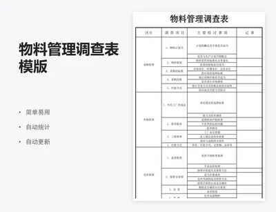 物料管理调查表模版