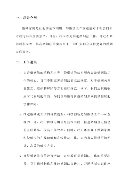 婚姻法工作进展情况汇报