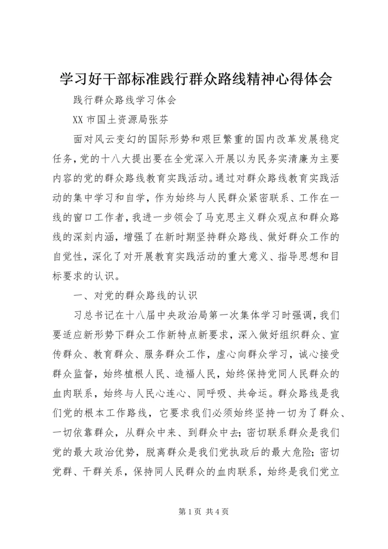 学习好干部标准践行群众路线精神心得体会 (3).docx