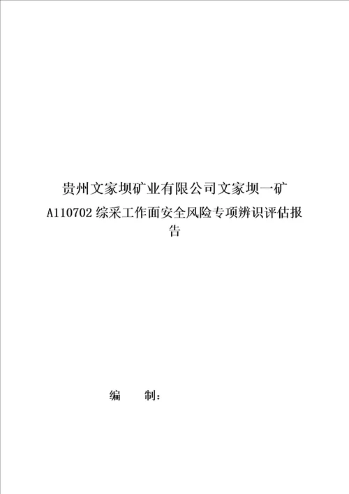 A110702综采工作面安全风险专项辨识评估报告