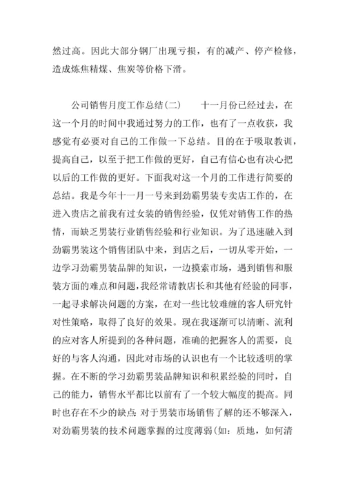 XX公司销售月度工作总结.docx