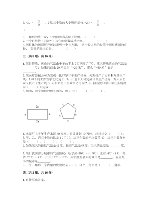 人教版数学六年级下册试题期末模拟检测卷含完整答案【考点梳理】.docx