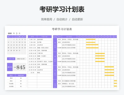 考研学习计划表
