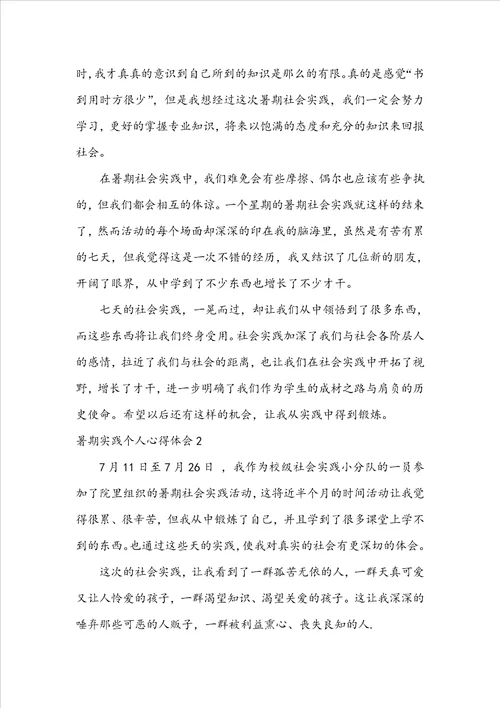 暑期实践个人心得体会1