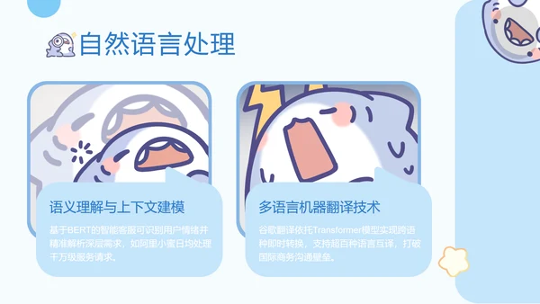 呆呆鲨可爱卡通风AI应用科普PPT模版